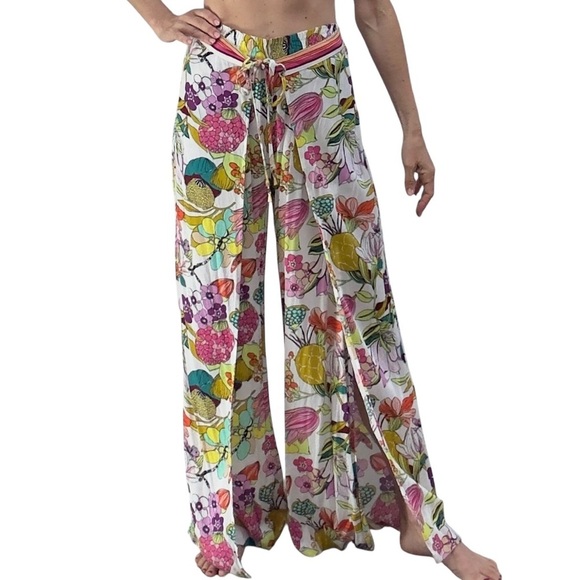 Trina Turk Cover Up Pants Floral Wide-Leg Pants Size Small - Picture 1 of 2